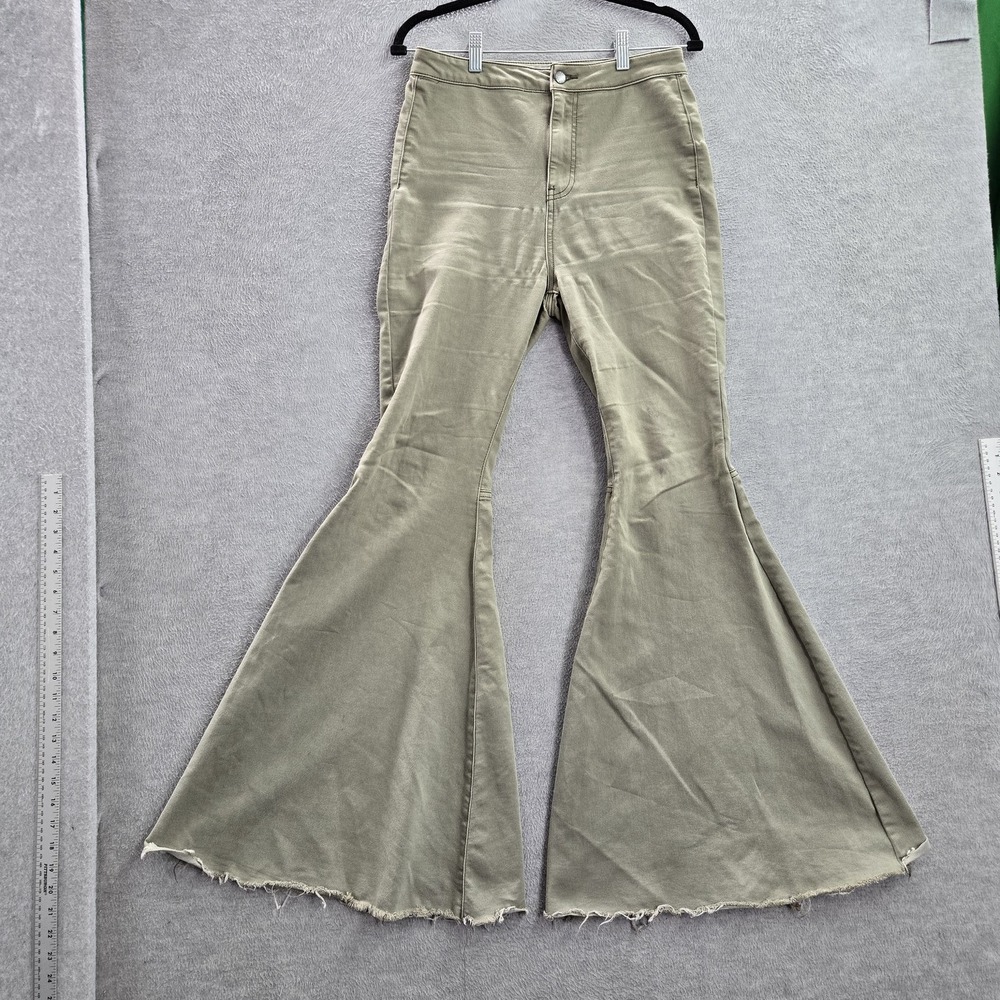 Free People Women Pants 29 Gray Just Float On Flared Frayed Hem 32" READ
